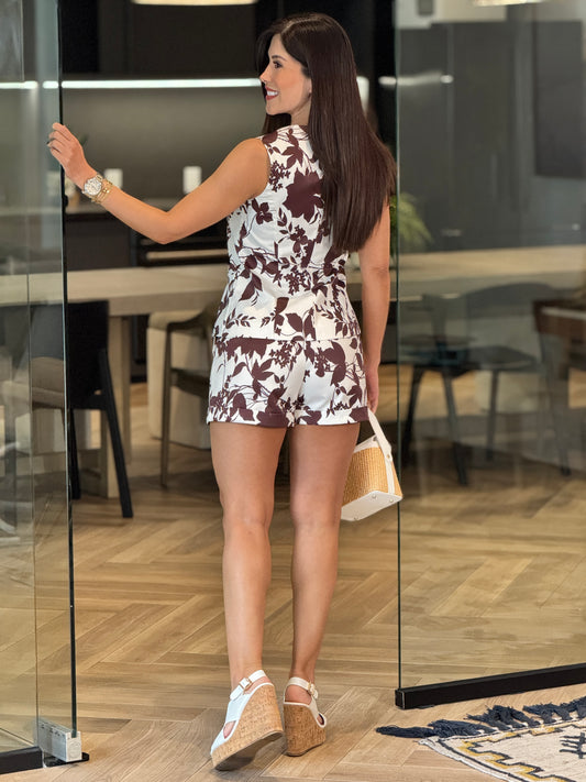 Ovianca Brown Vest+Short Set