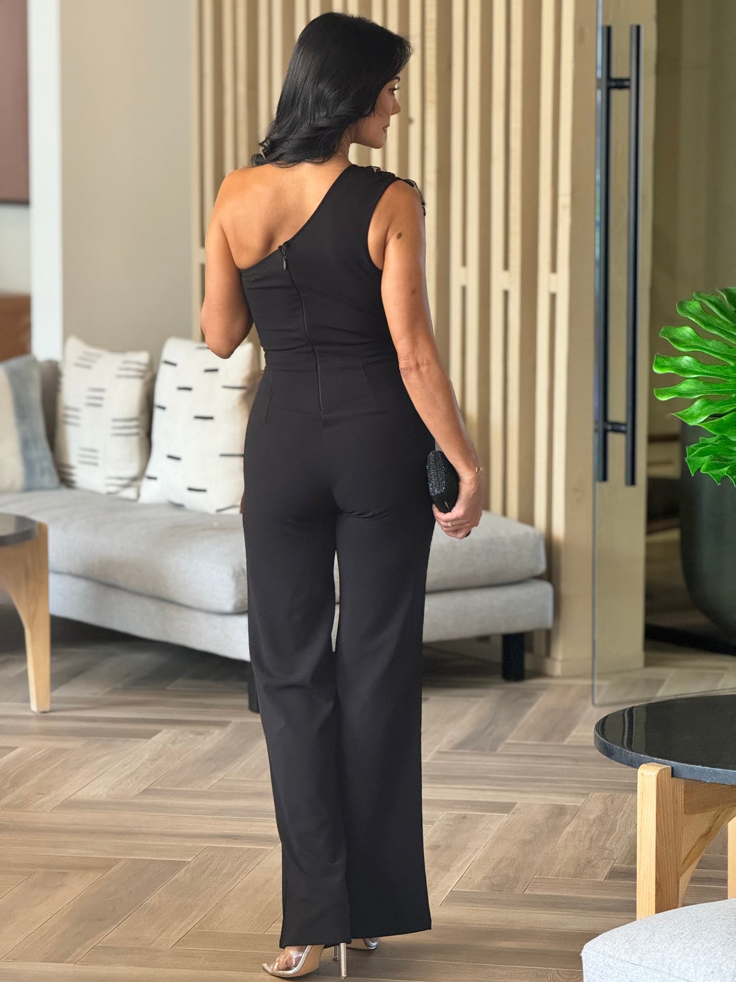 Norkys Black 3D Flower Jumpsuit Gala