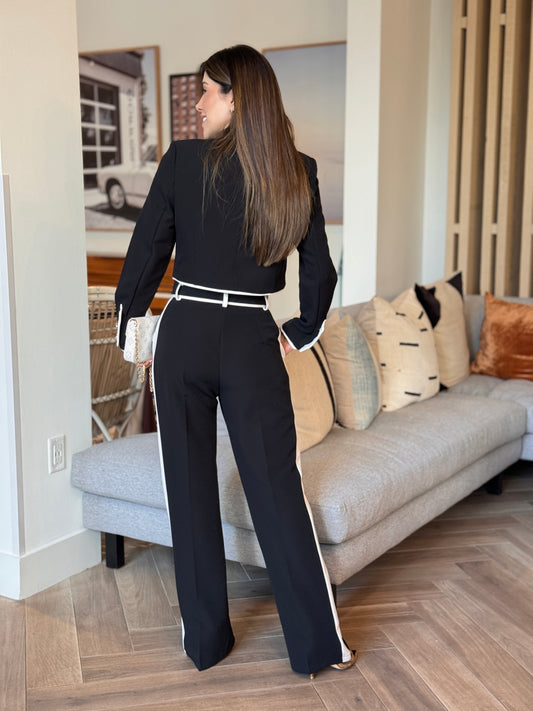 Tennie Black/White Blazer Set