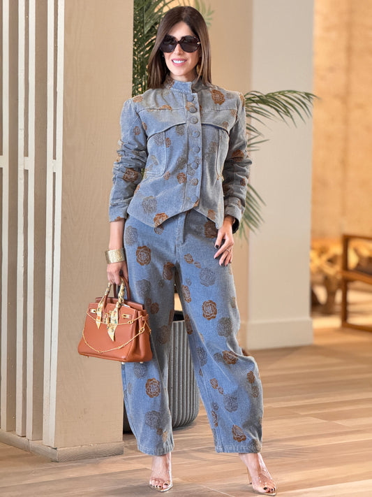 Perky Denim/Brown Suede Set