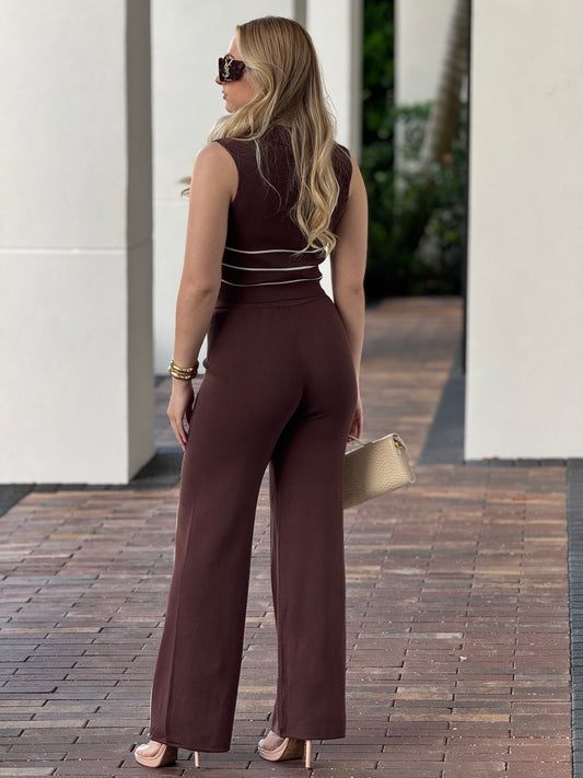 Bailey Brown Lines Knitted Vest Set