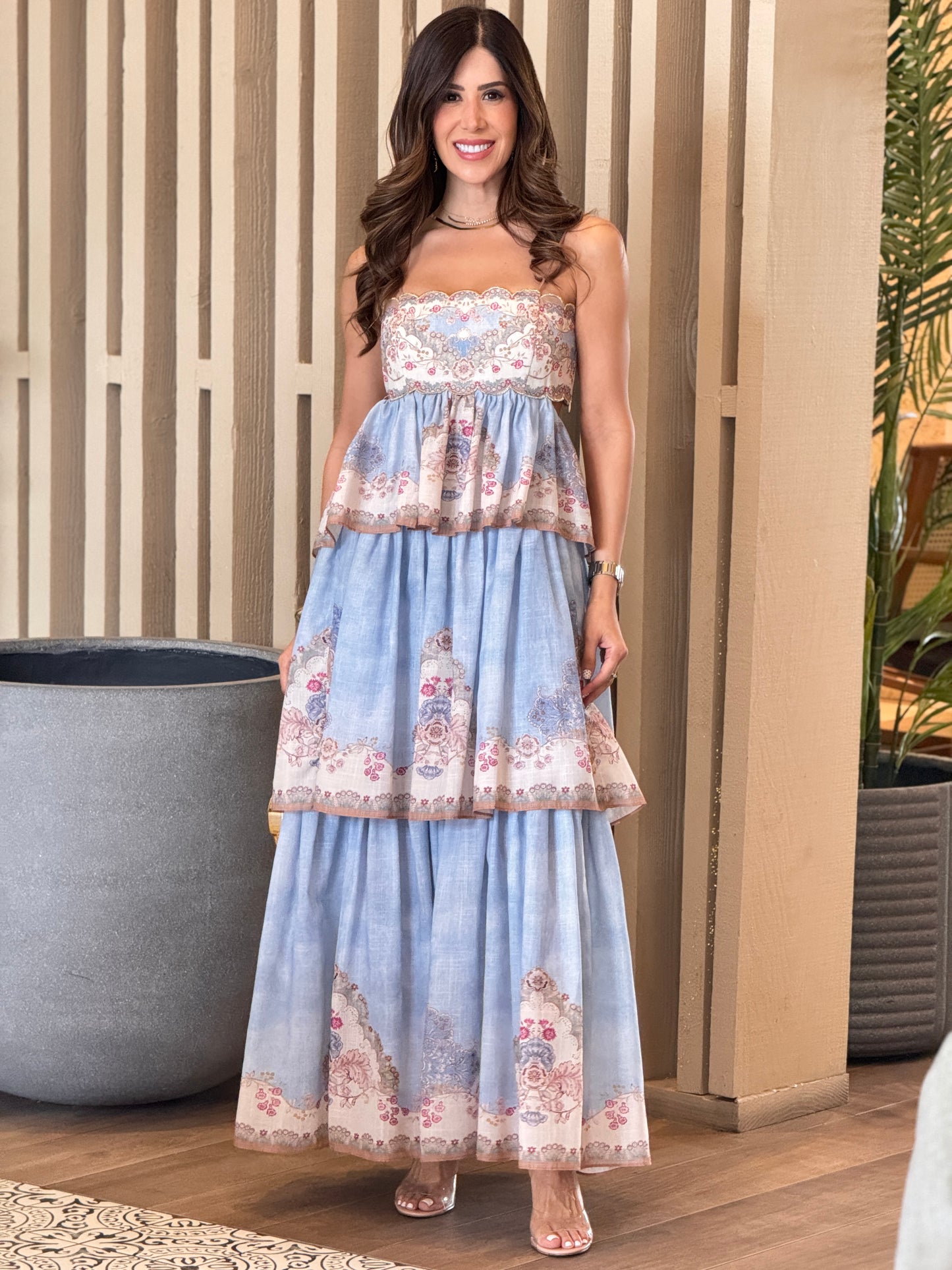 Gardenia Blue Floral Layers Dress