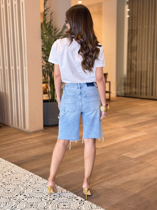 Miu White/Navy Collar Shirt Top