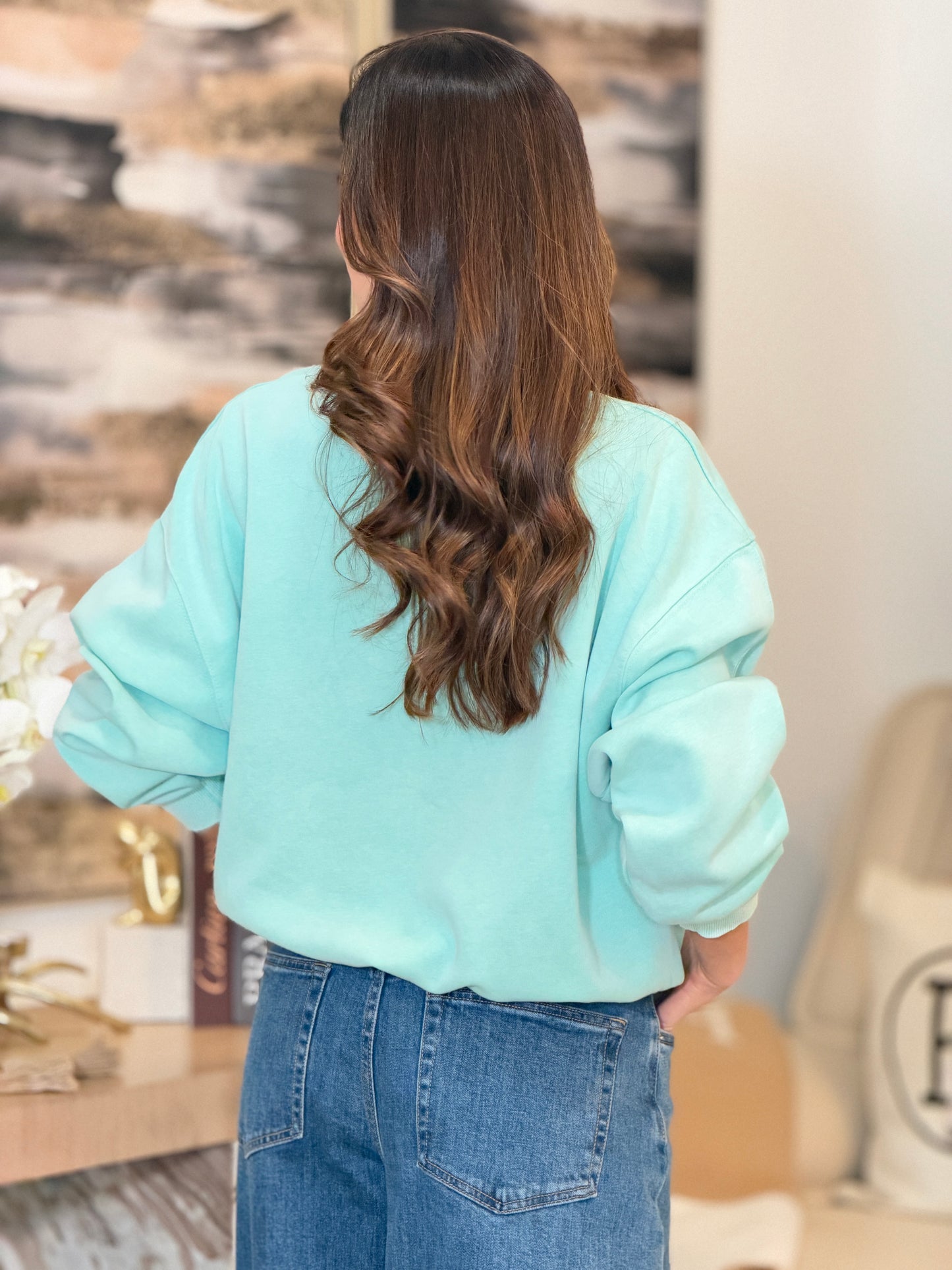 970 Cartoon Turquoise Sweater Top