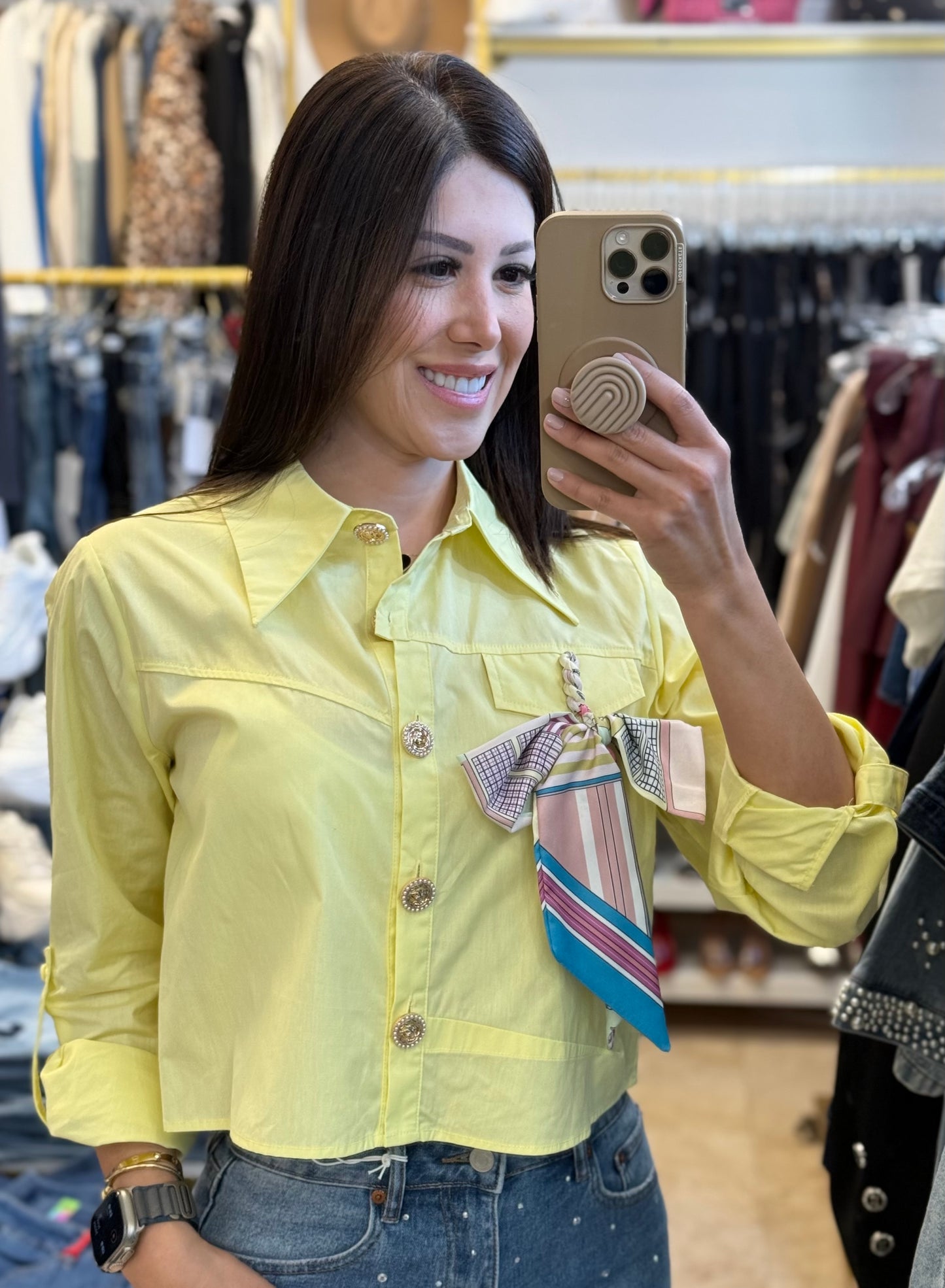 Angelica Yellow Bow Shirt