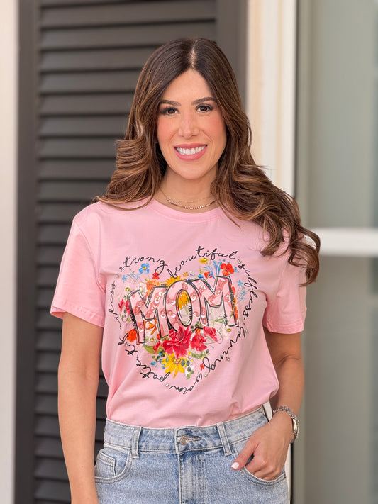 Mom Heart Pink T-Shirt