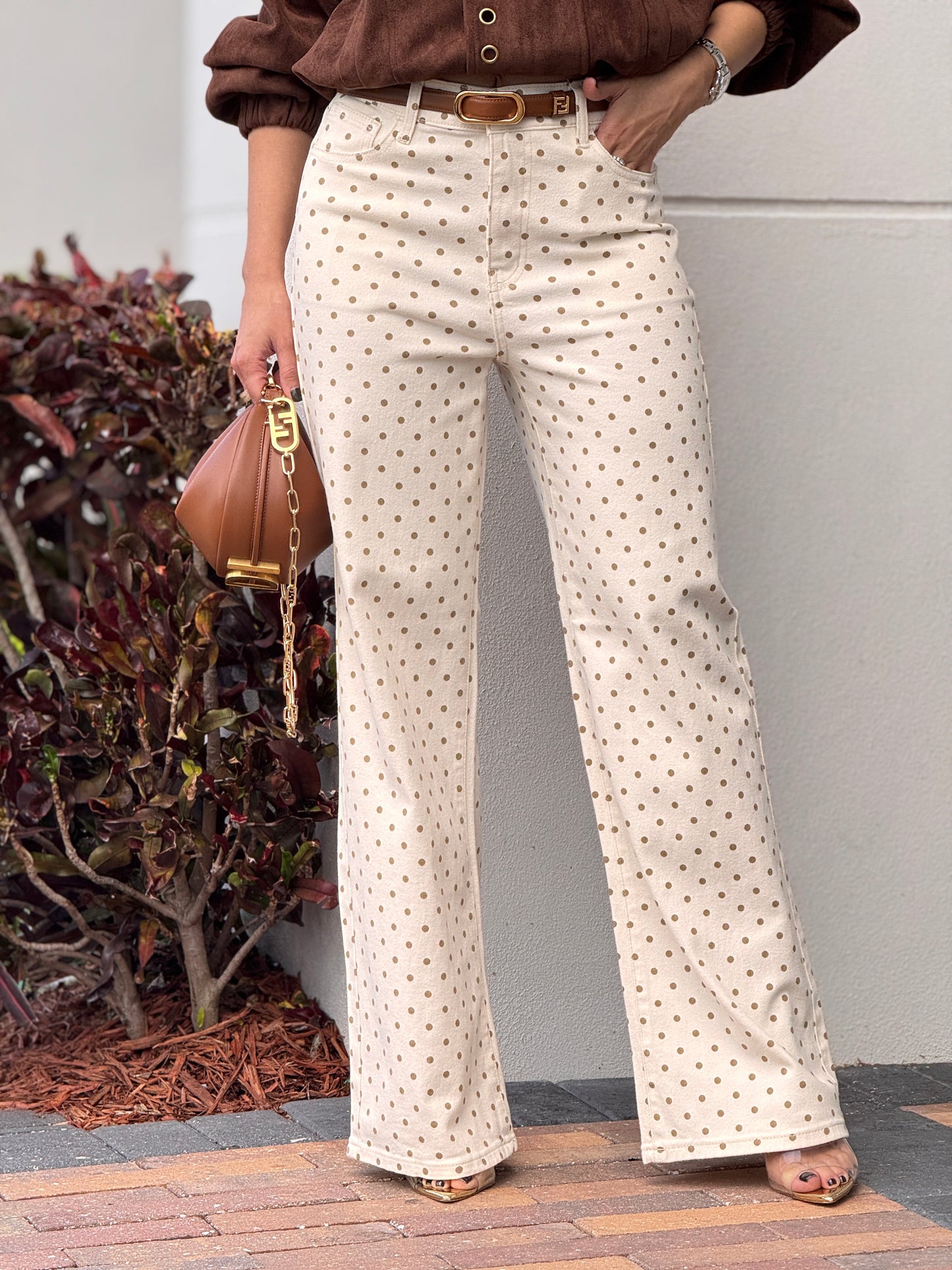 Cielito Beige Polka Dots Jeans