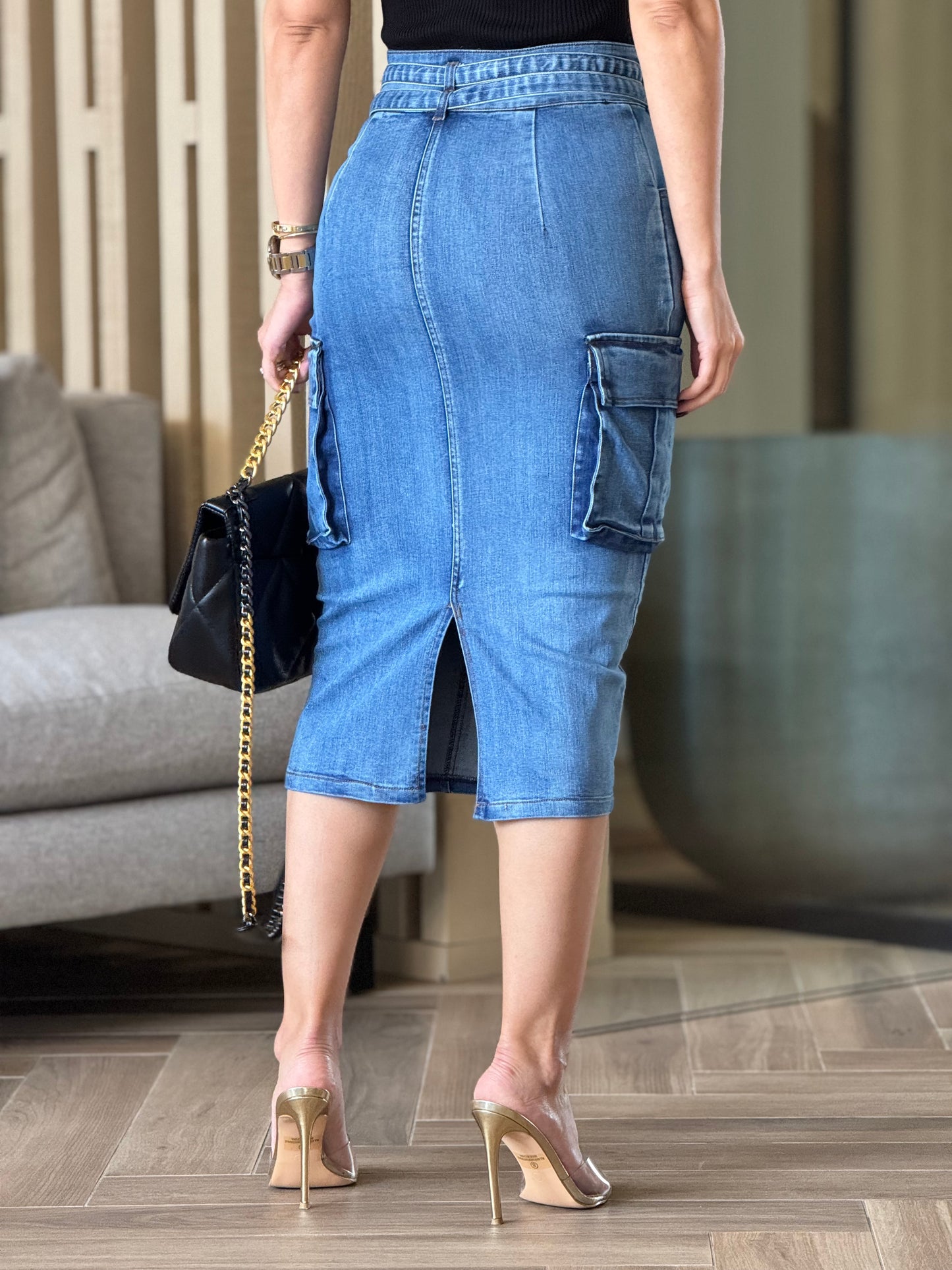 Angelica Denim Cargo Skirt