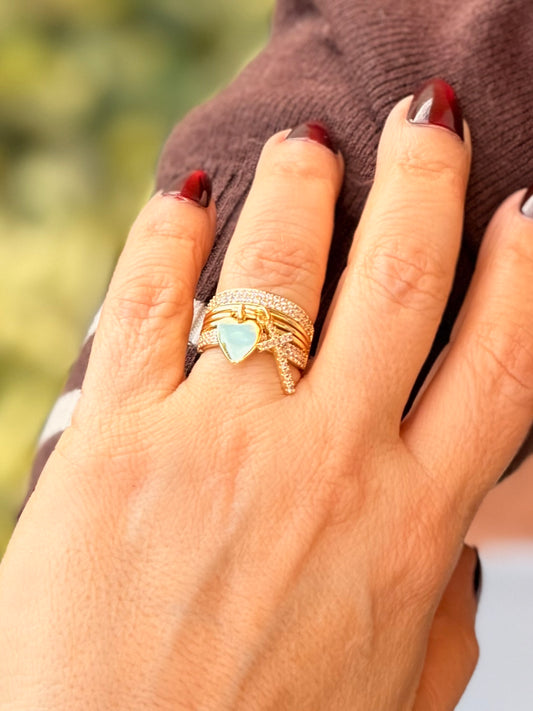Heart Cross Gold Ring