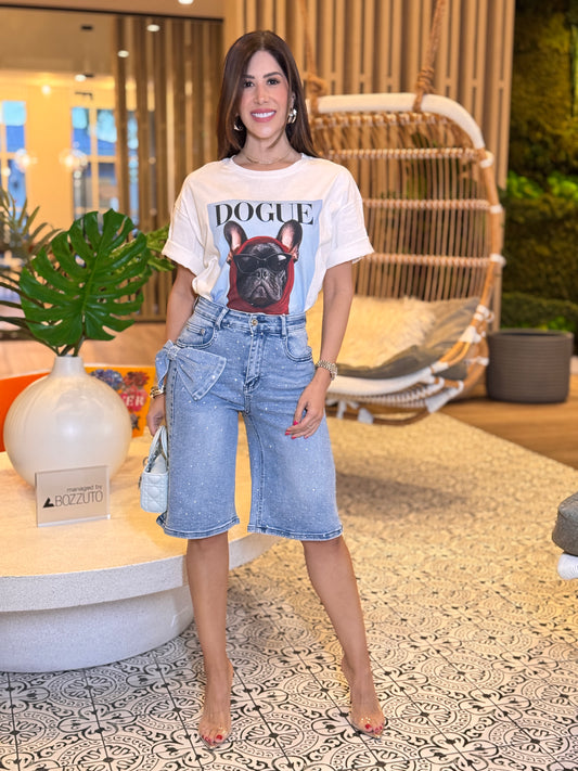 Nina Bow Rhinestone Bermuda Shorts