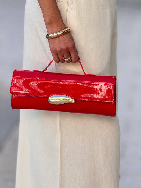 Vinyl Red Shiny Clutch