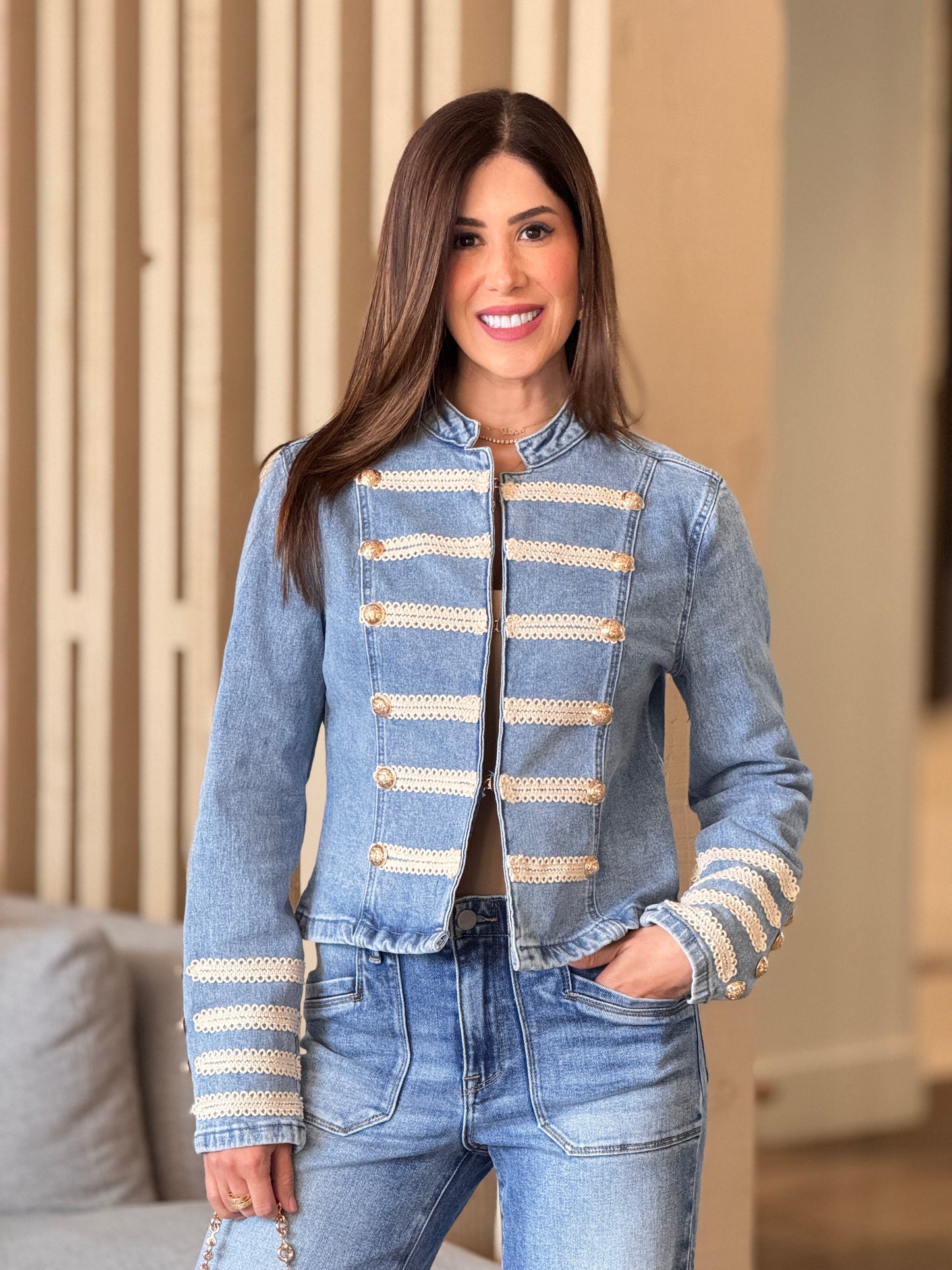 Muy Napoleon Mid Denim/Beige Jacket Top
