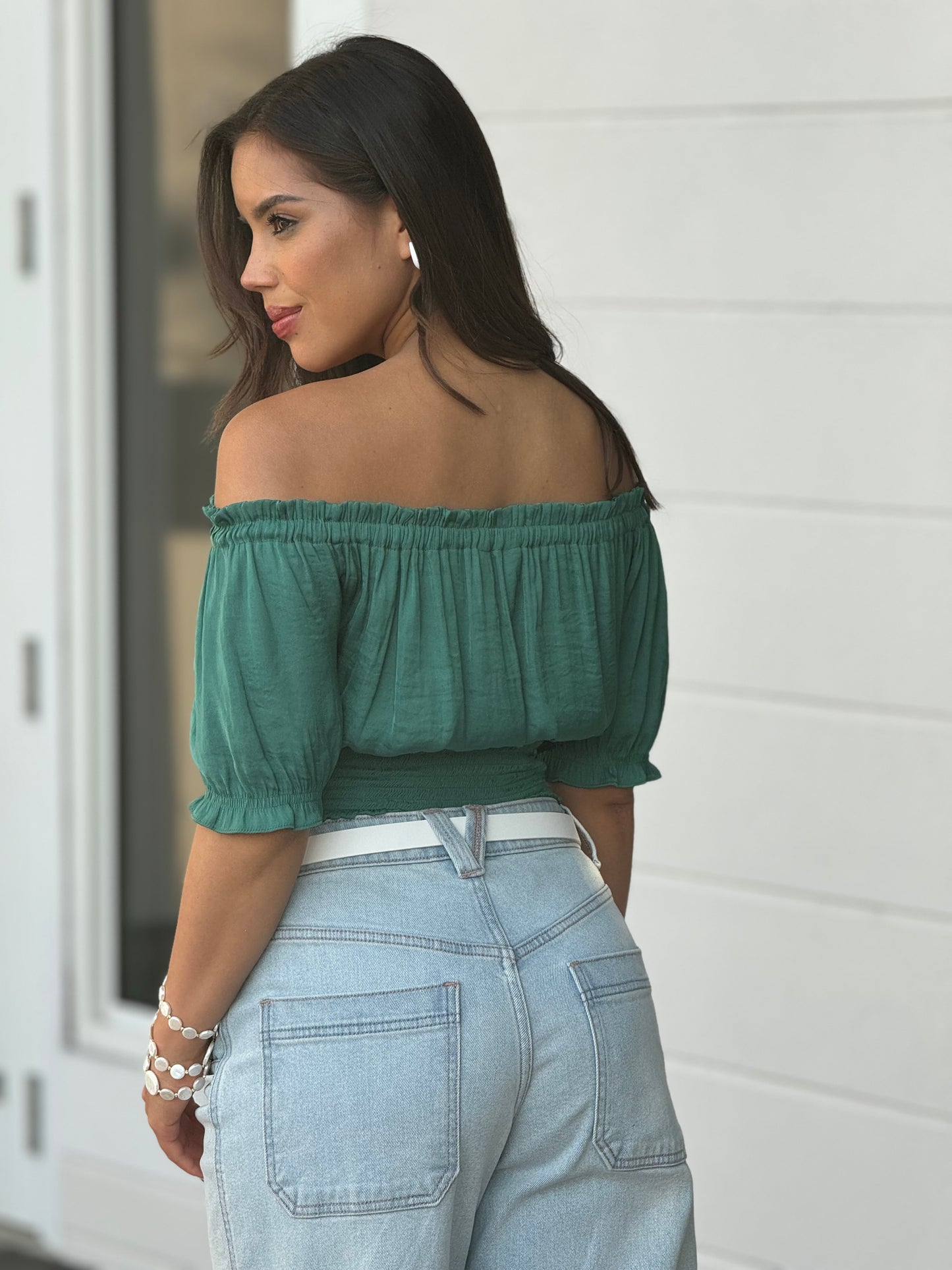 Claudia Green Off Shoulders Top