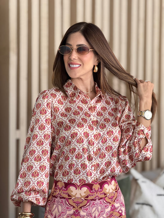 Jealousy Pink/Orange Arabesque Top
