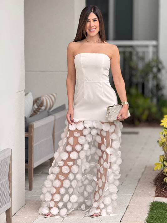 Luxxie White Circles Strapless Dress Gala