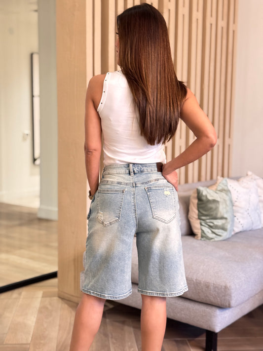 Itoo Light Denim Flap Bermuda Shorts