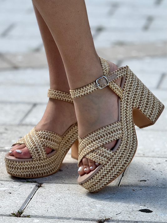 Dandy Beige Raffia Sandals