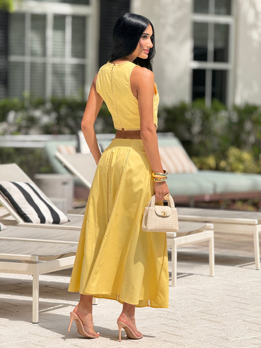 Hershey Yellow Cutouts Skirt Set