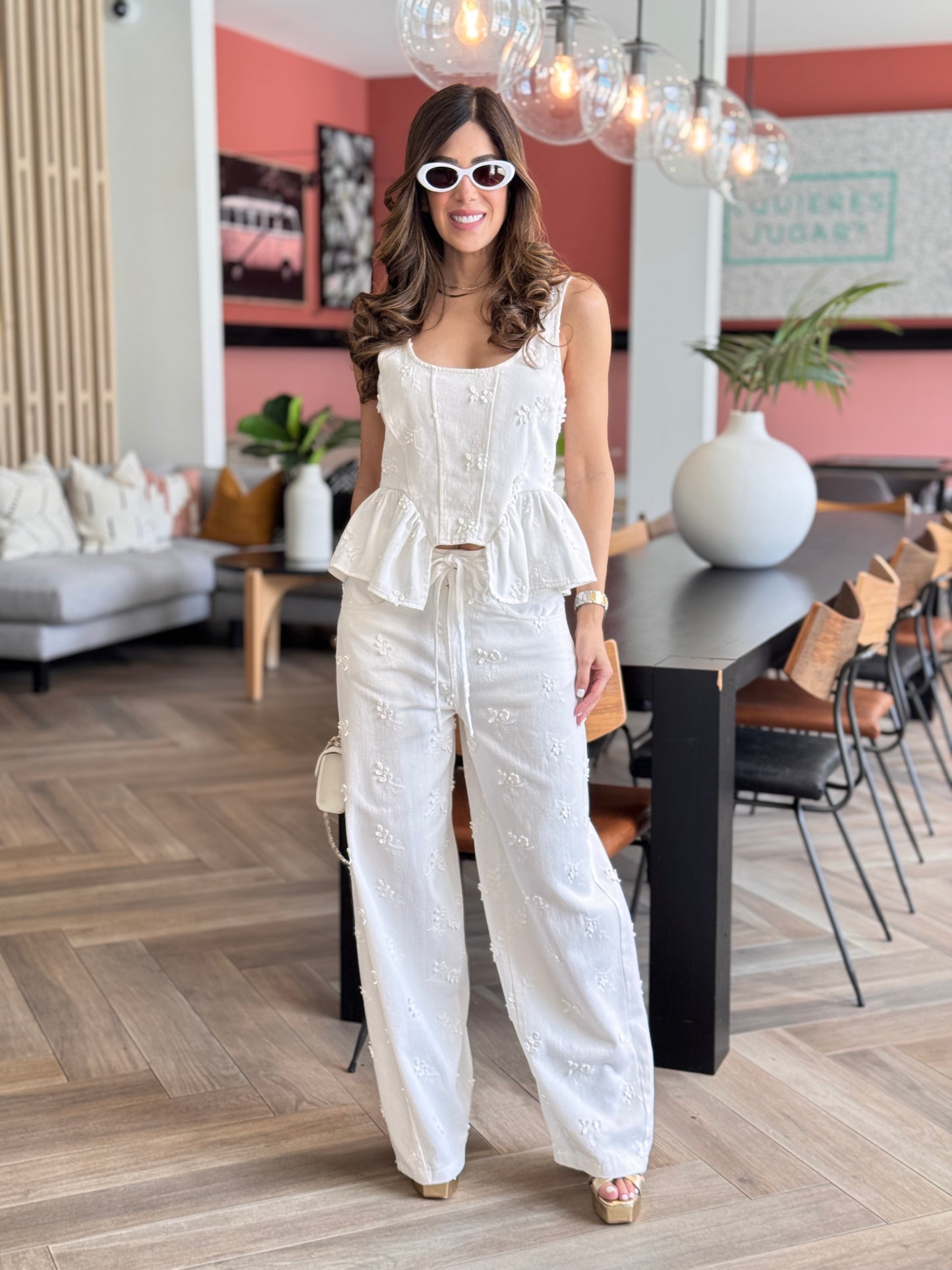 Lumina Ivory Embroidery Denim Set