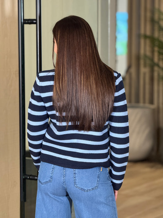 Strut Blue Lines Knitted Top