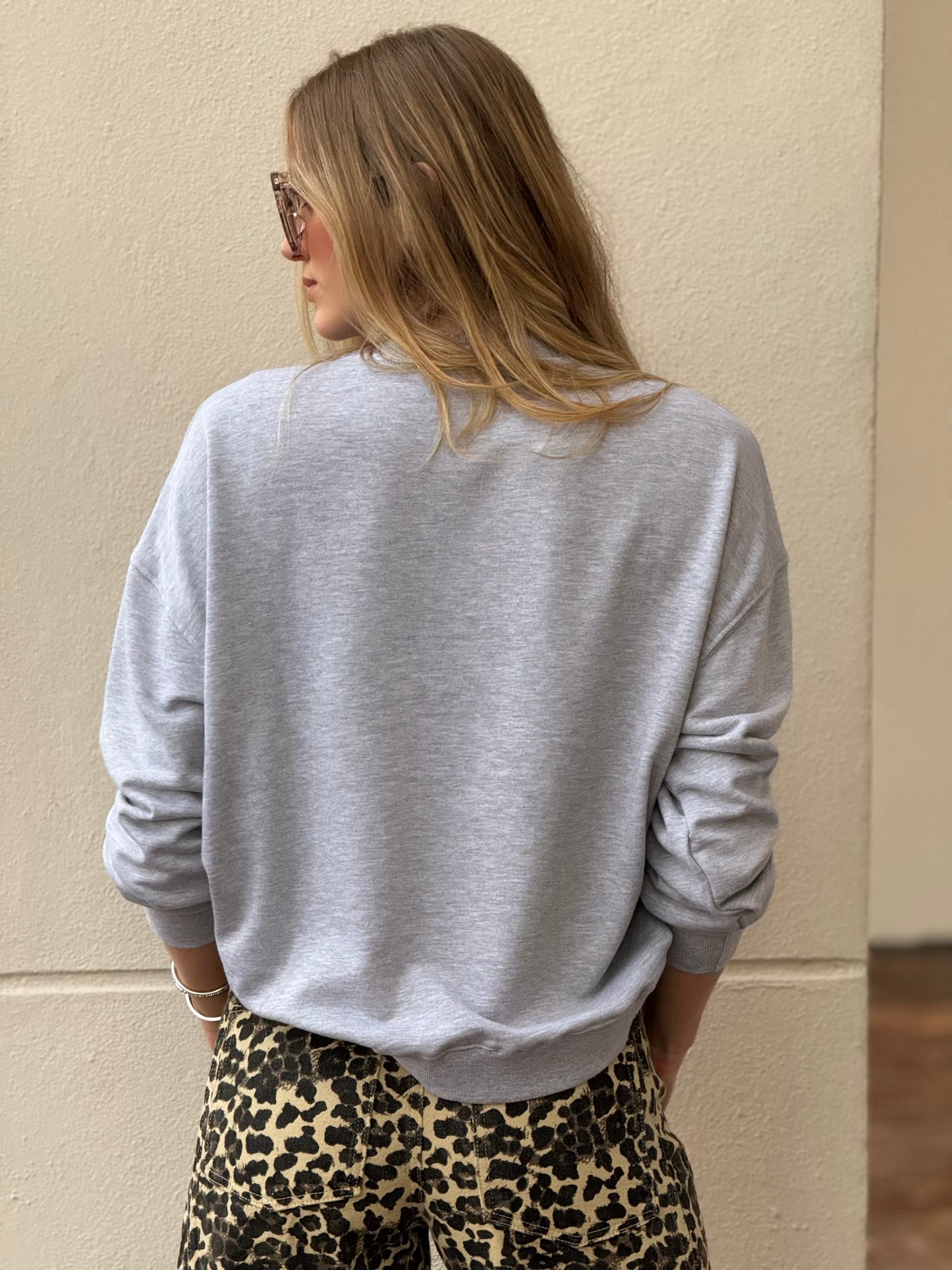 The Mango Gray Rhinestone Sweater Top