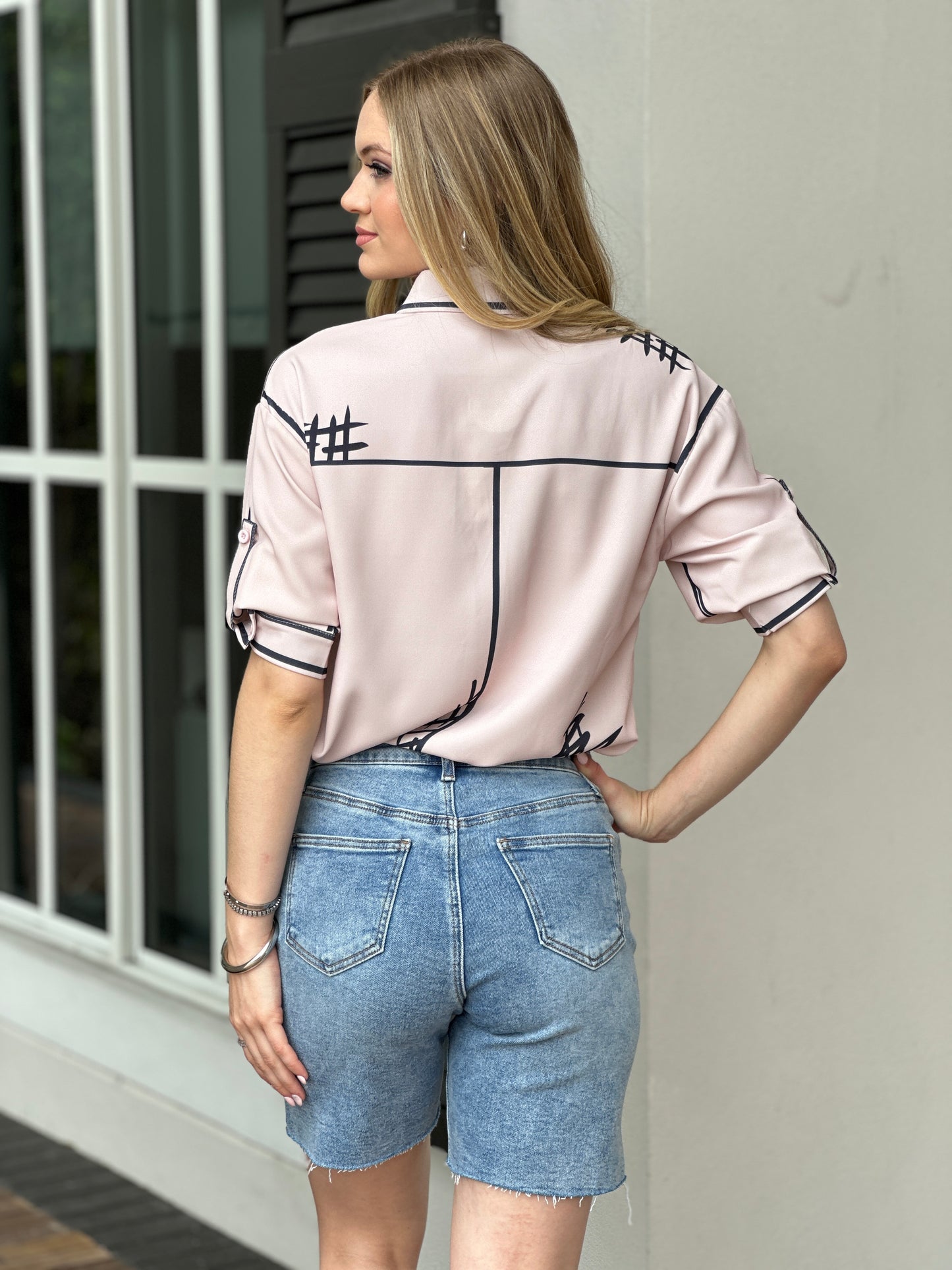 Cartoon Dusty Pink Lines Shirt