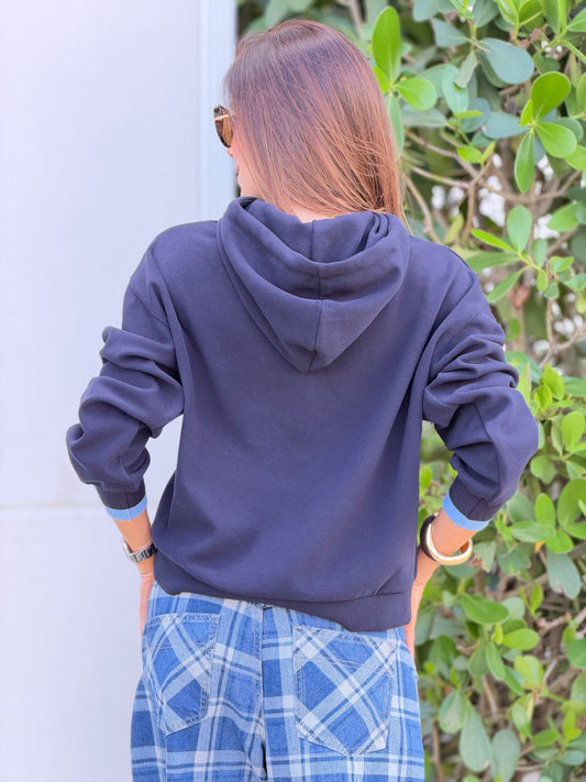 2510 Mouse Navy Bead Hoodie Top