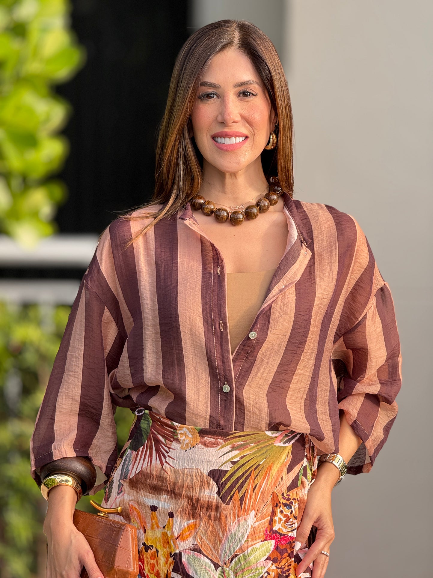 Blu Italy Brown/Beige Sheer Top