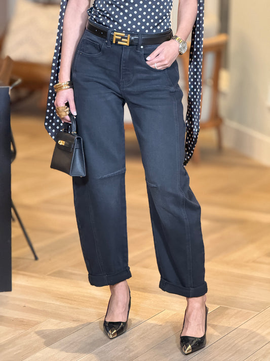 Risen Black Denim Barrel Jeans