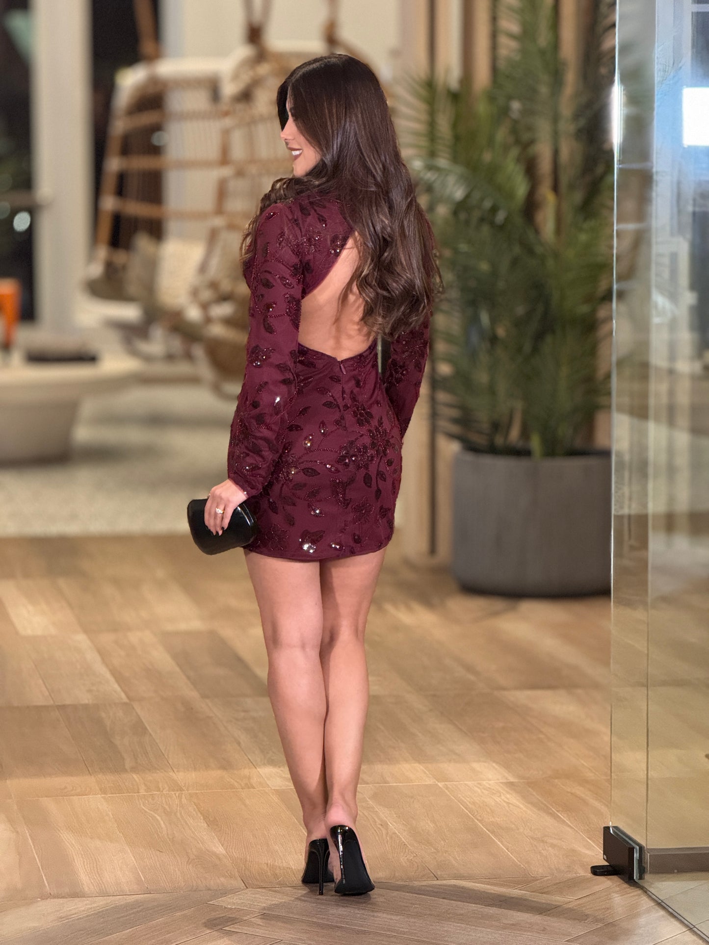Privy Burgundy Sequin Short Dress Gala