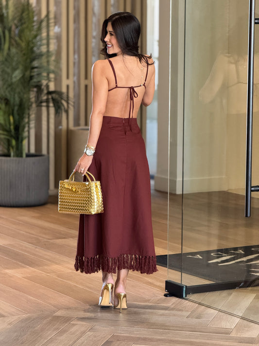 Yuzu Brown Flower Dress