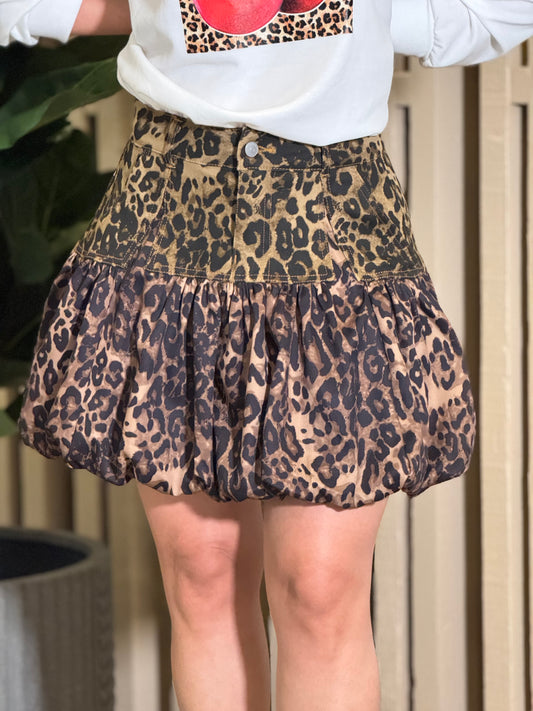 Daisy Leopard Bubble Skirt