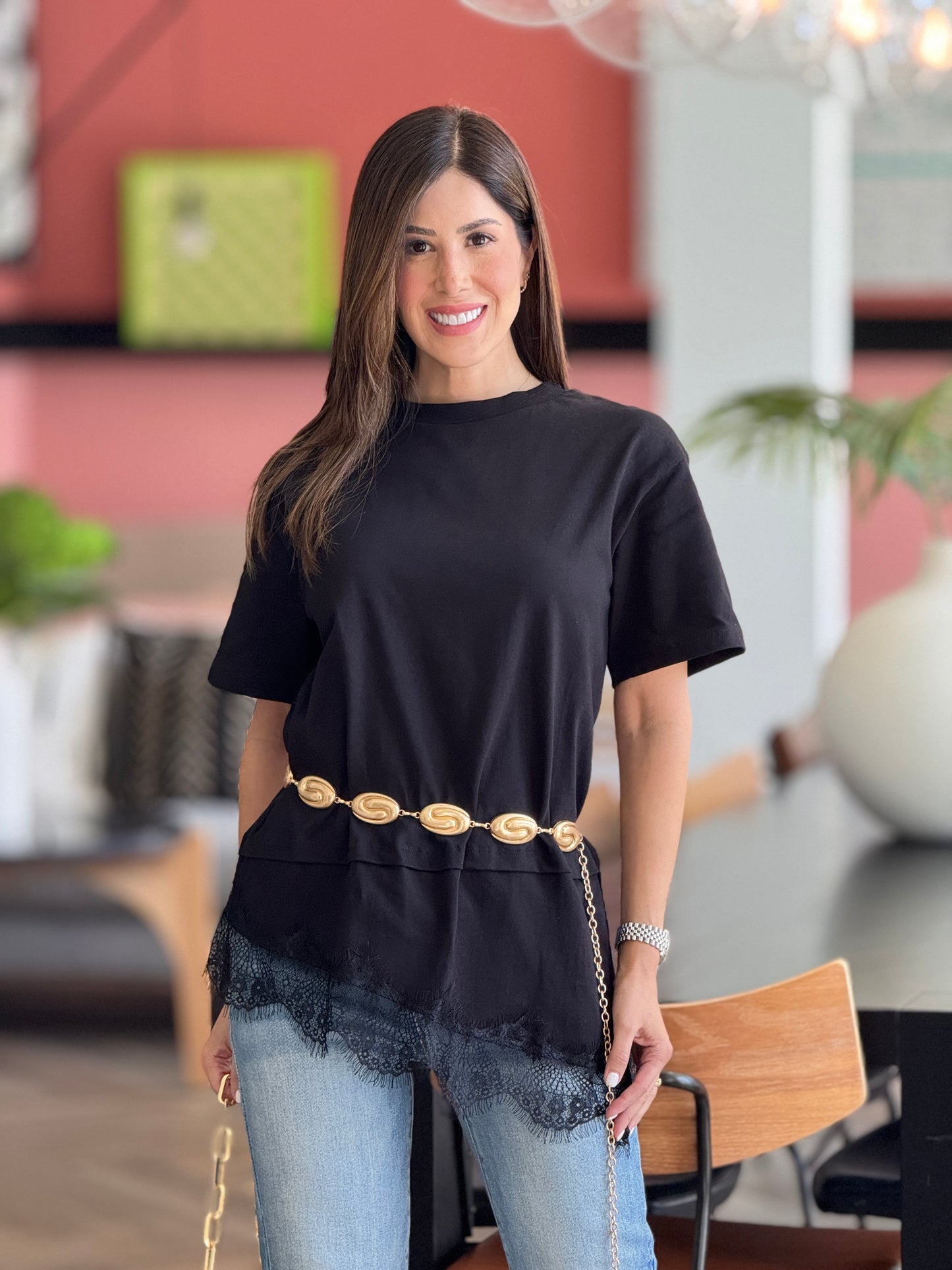 Bisou Black Lace T-shirt