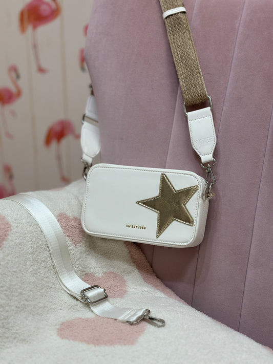 Mini Meme Raffia Star White Bag