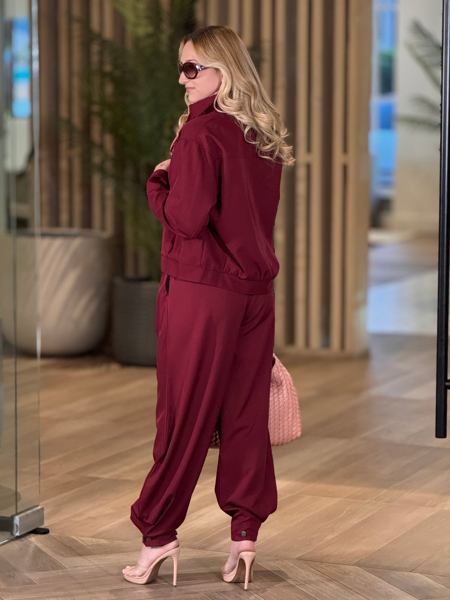 Rivera Burgundy Bomber Jacket Set