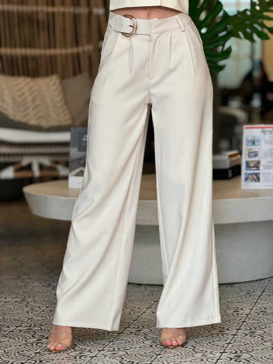 Cassandra Beige Belt Troussers Pants