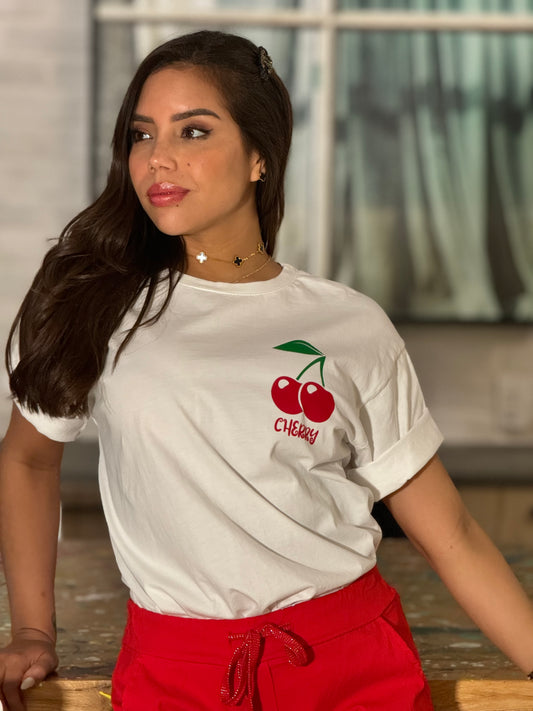 Cherry White T-Shirt