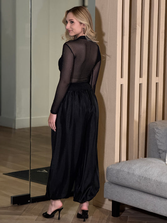 Muy Black Rhinestone Top