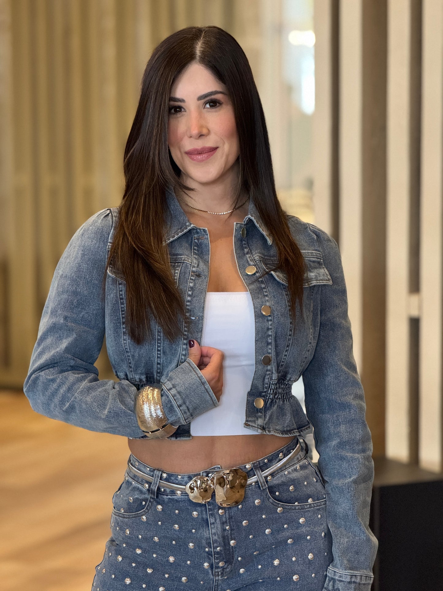 Hottie Denim Peplum Jacket Top