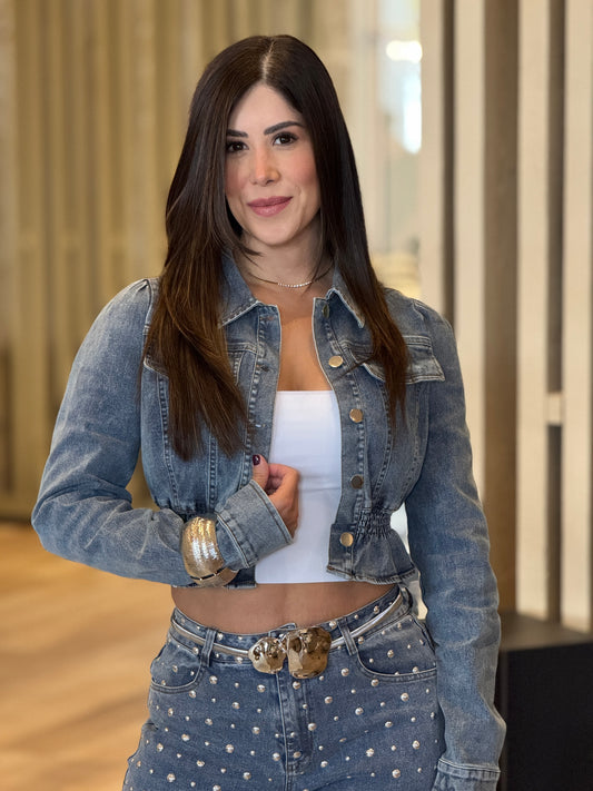 Hottie Denim Peplum Jacket Top