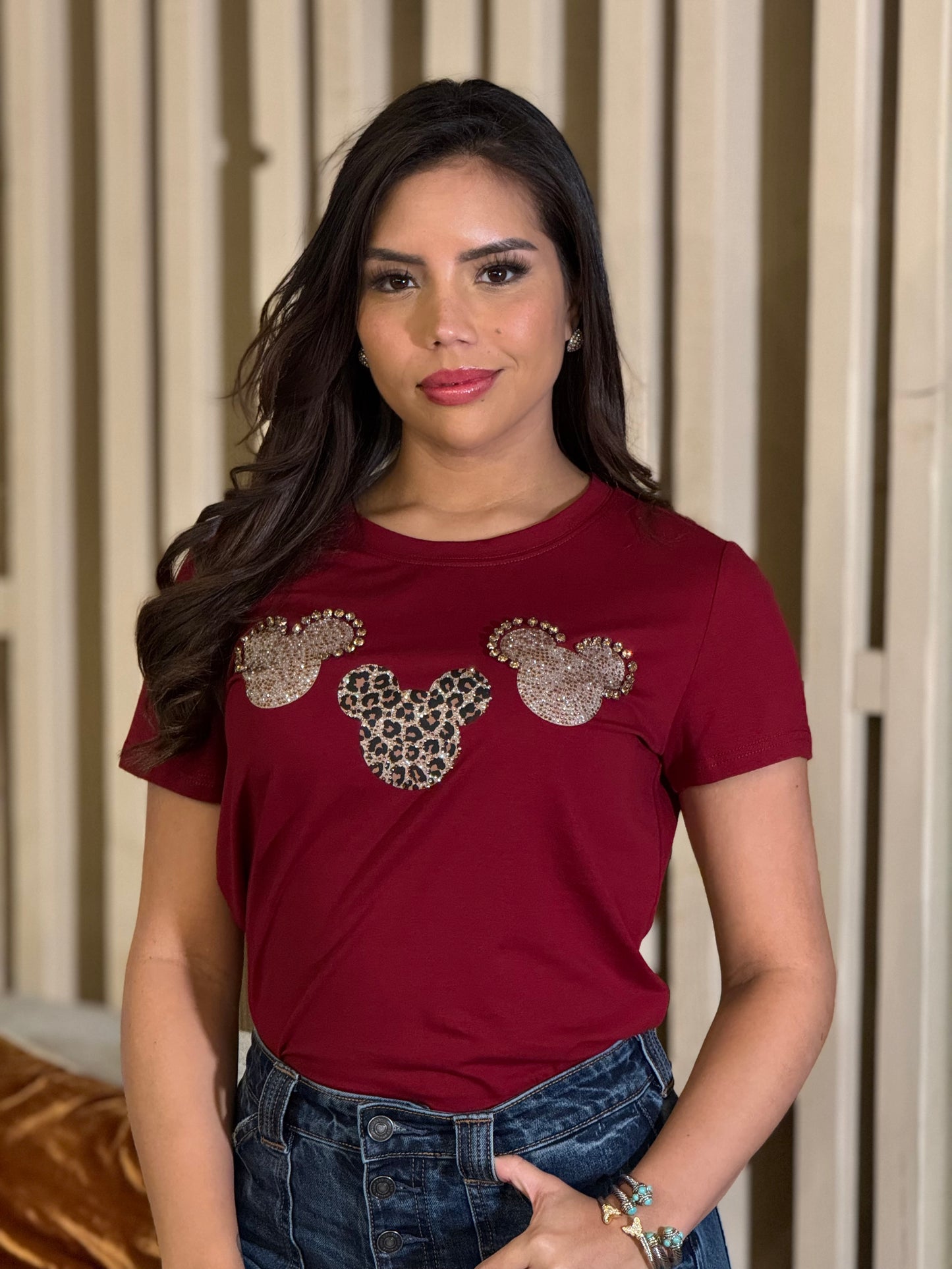 Cartoon Print Burgundy T-shirt