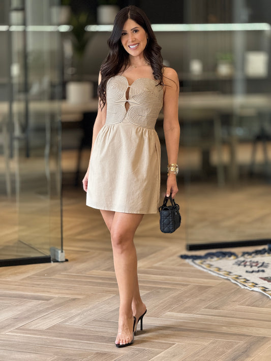 Strut Beige Embroidery Dress