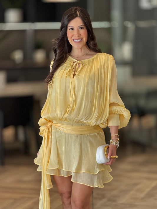Anna Yellow Chiffon Dress