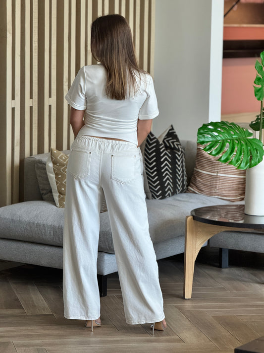 Providence White/Silver Buttons Pants