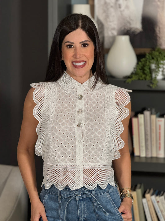 Andrea White Torchon Shirt