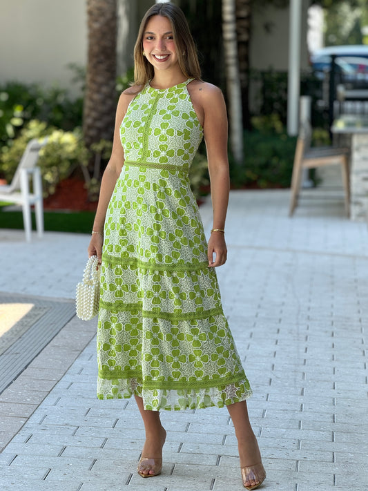 Adele Green Torchon Dress