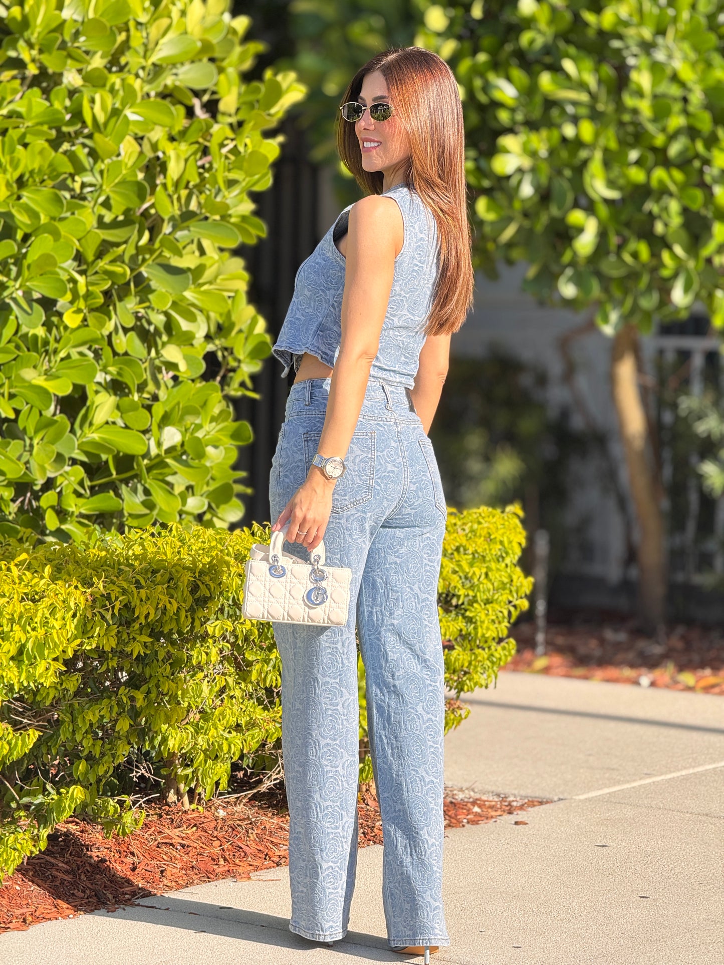 Nairobi Denim Floral Chi Vest Set