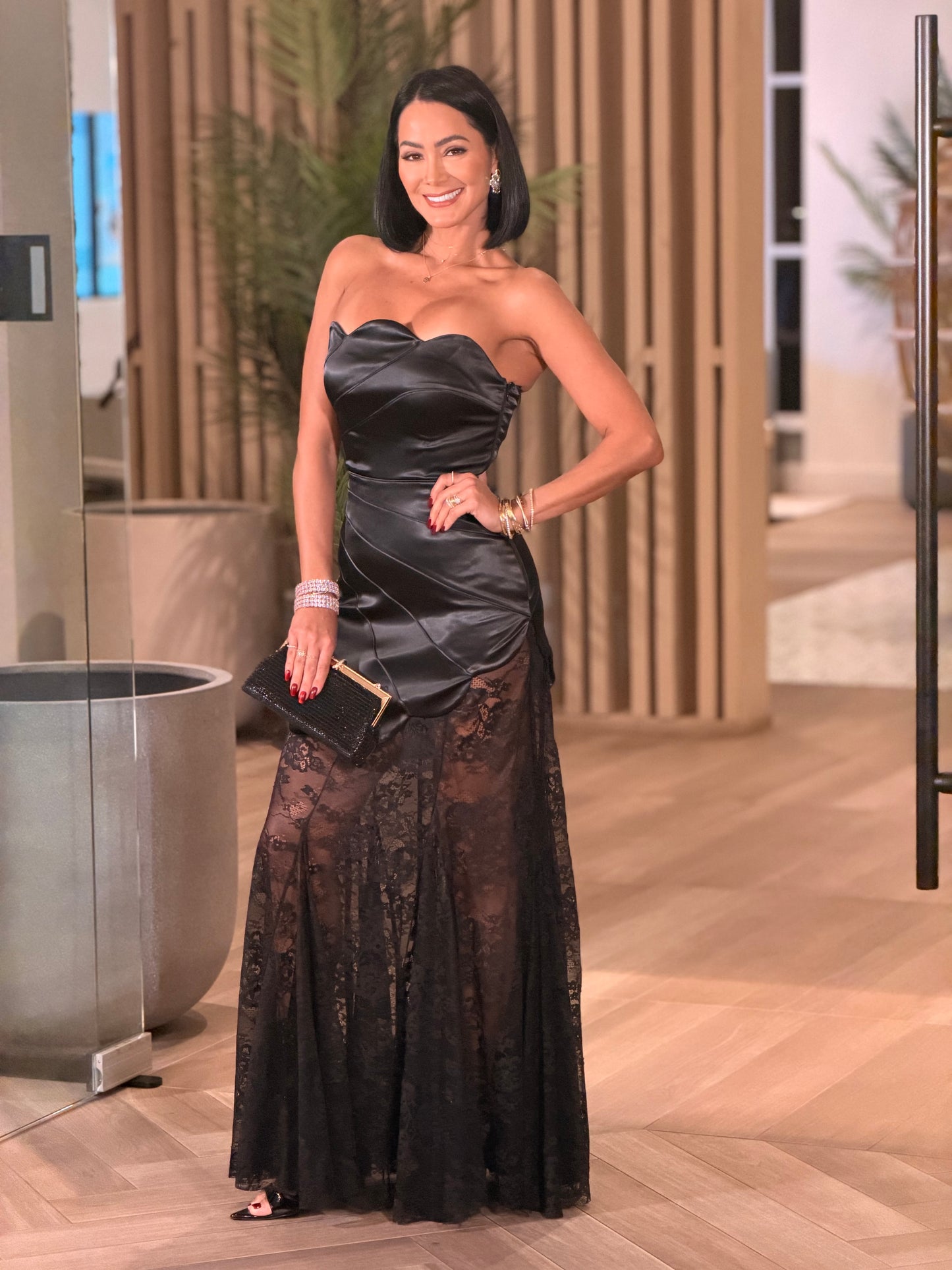 Brianne Black Satin Strapless Gala
