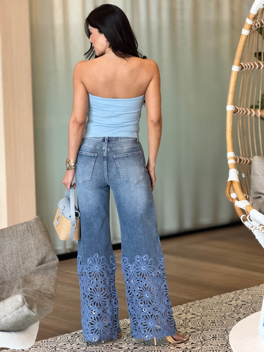 Gaia Blue Strapless Top