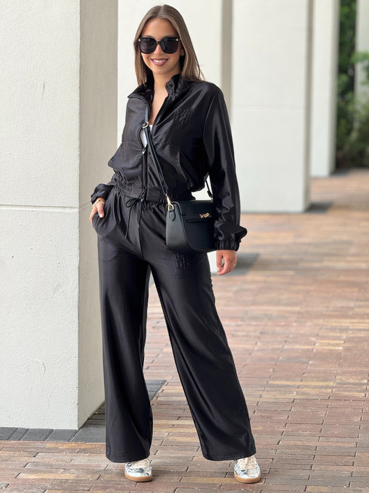 Vera Black Satin Sport Set